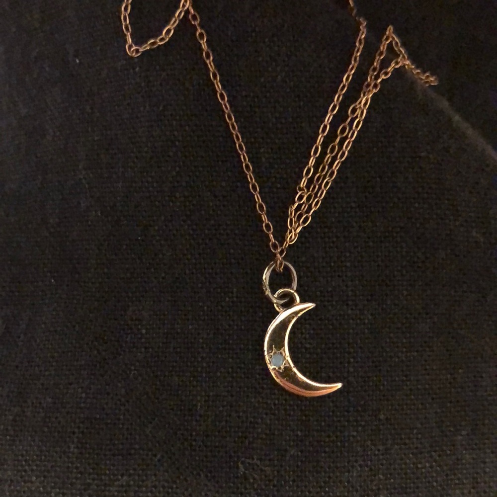 Kris nations Elegant 14k Gold Vermeil Crescent Moon Necklace and pendant